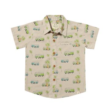 Boys Maui Printed Shirt Grey Campervan by Me & Henry