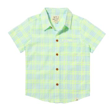Boys Newport Woven Shirt Green/Neon Plaid by Me & Henry