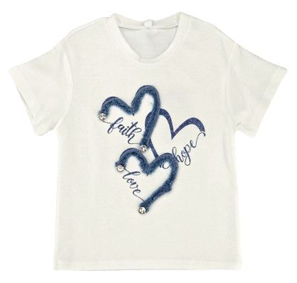 Girls White w/Denim Faith, Hope, Love T-Shirt by ML Kids