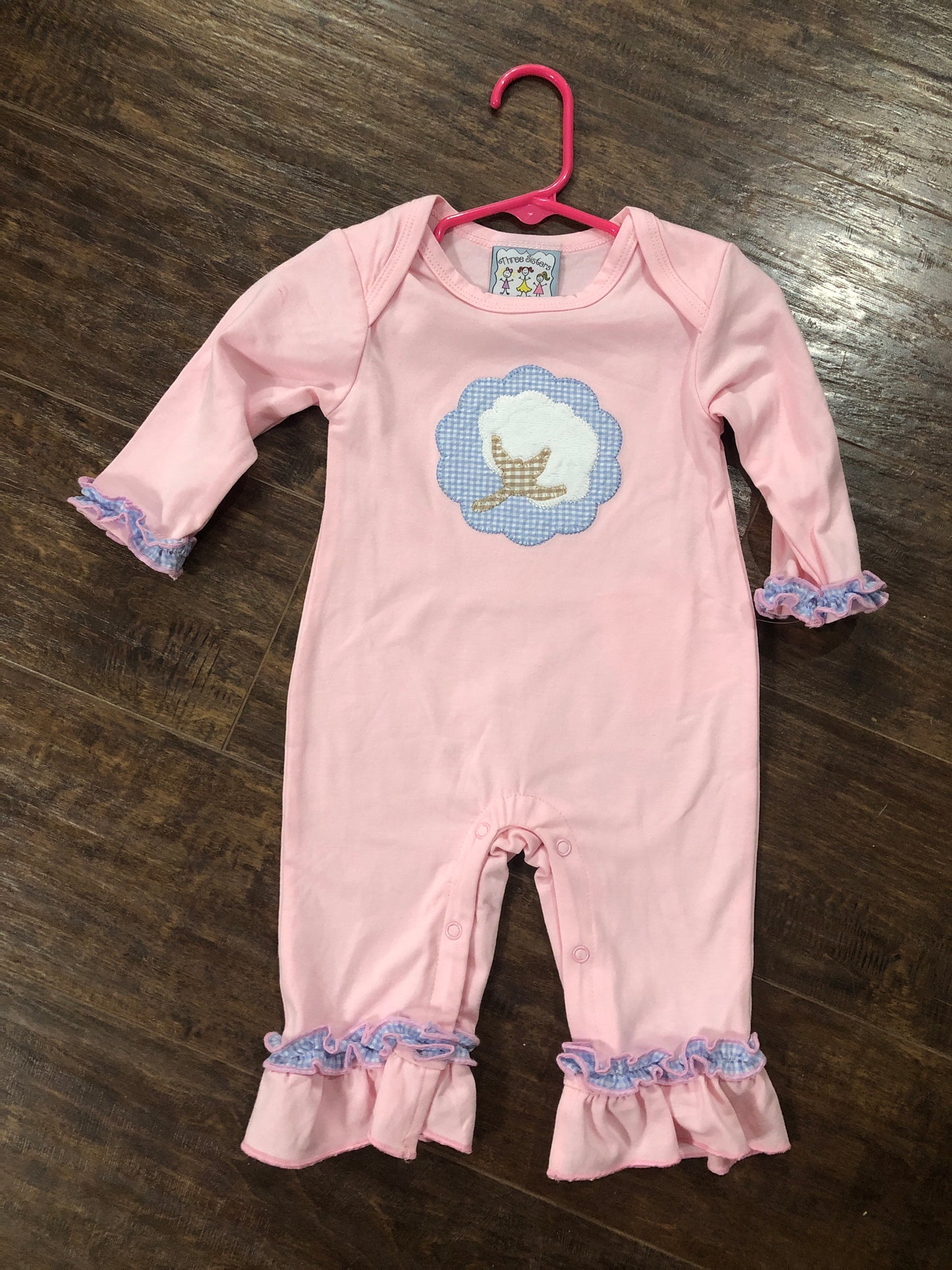 Girls Cotton Boll Applique Romper by Three Sisters