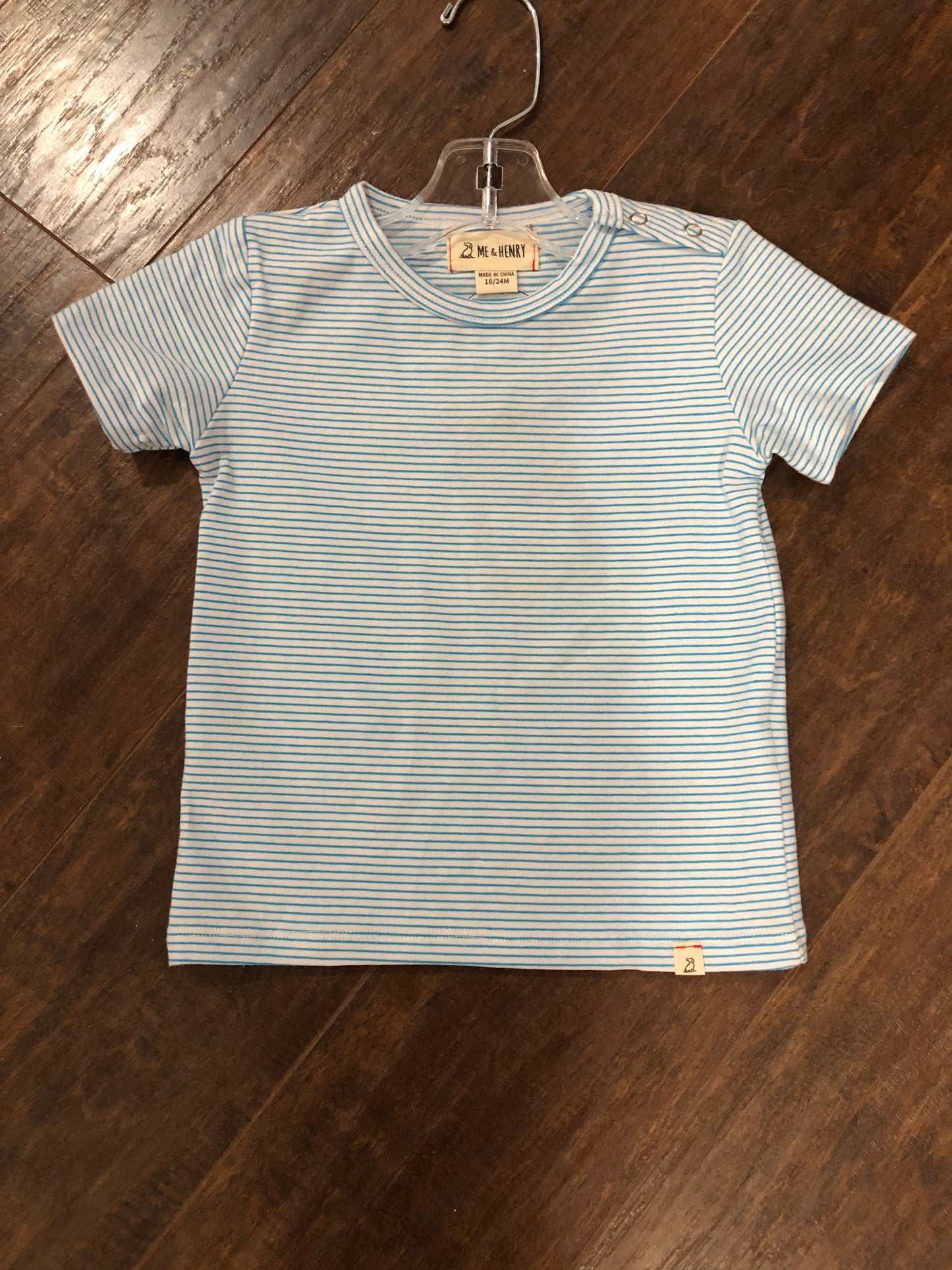 Boys Turquoise/White Stripe Micro Onesie or Shirt by Me & Henry