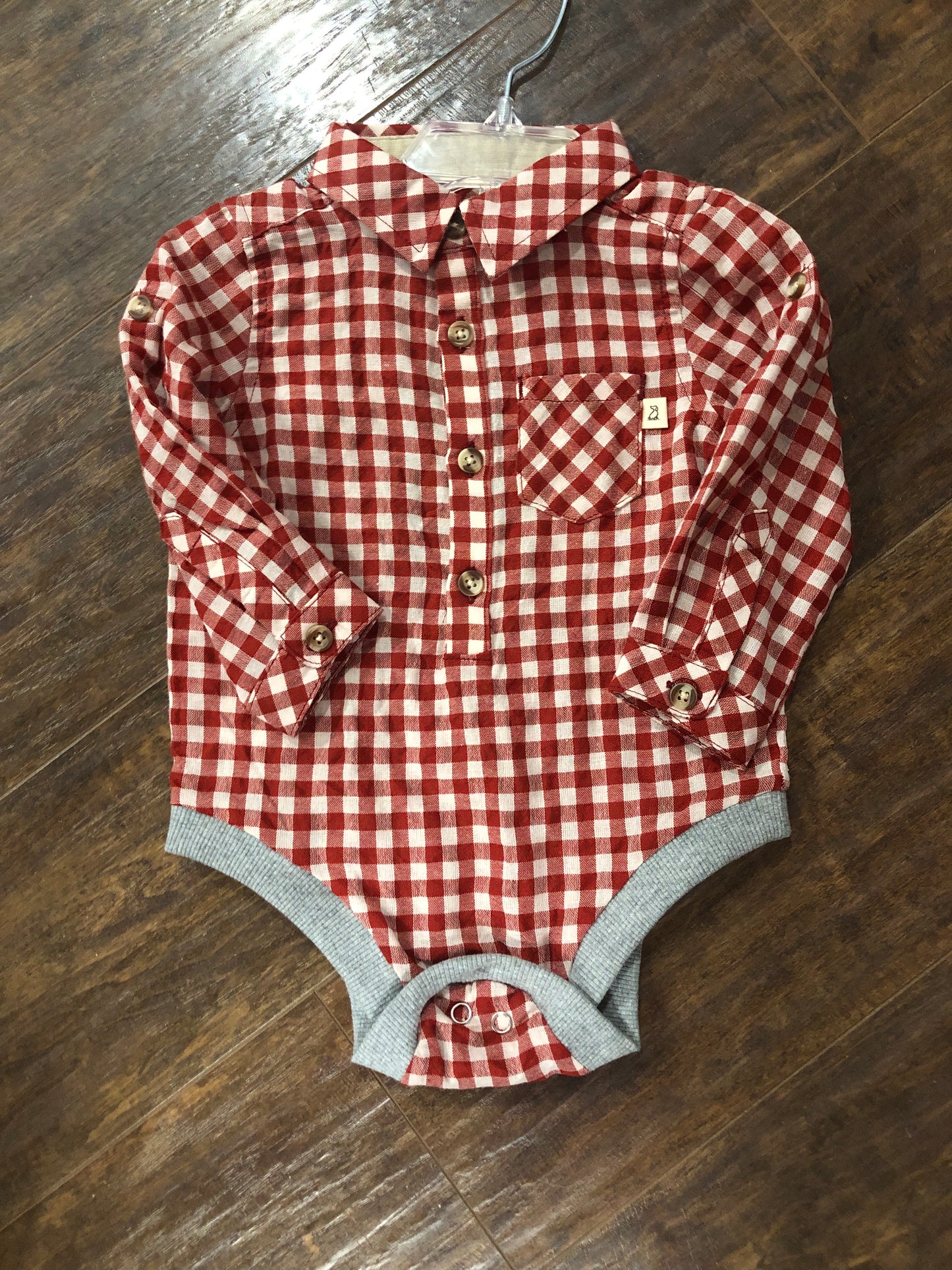 Boys Red/Cream Mini Check Onesie and Shirt by Me & Henry