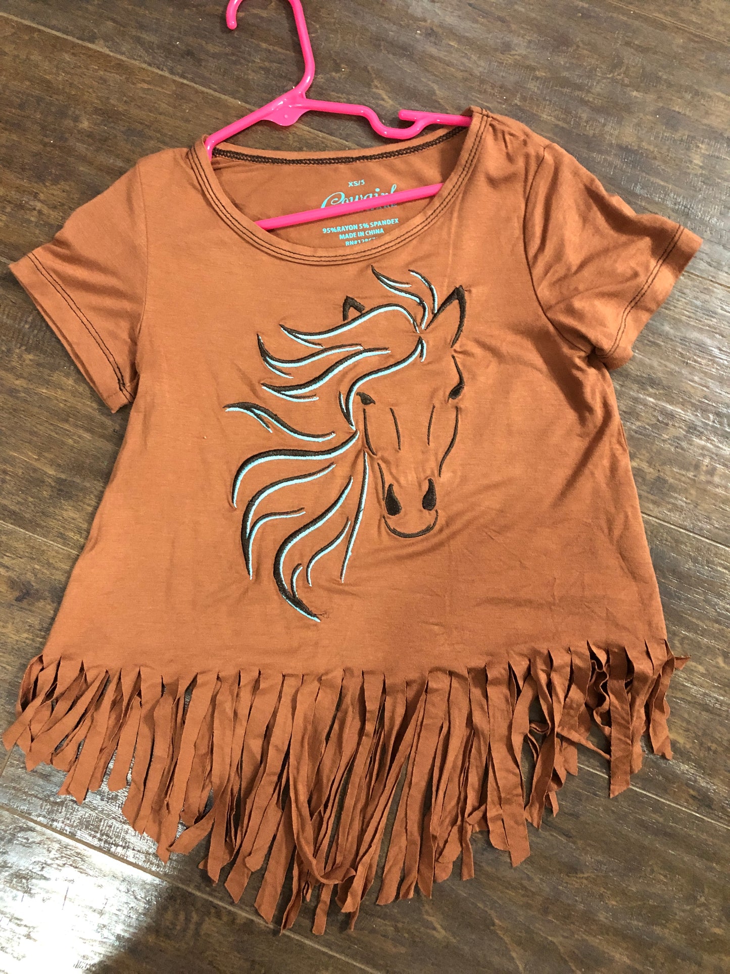 Girls Blaze Horse Fringe Top by Cowboy Hardware