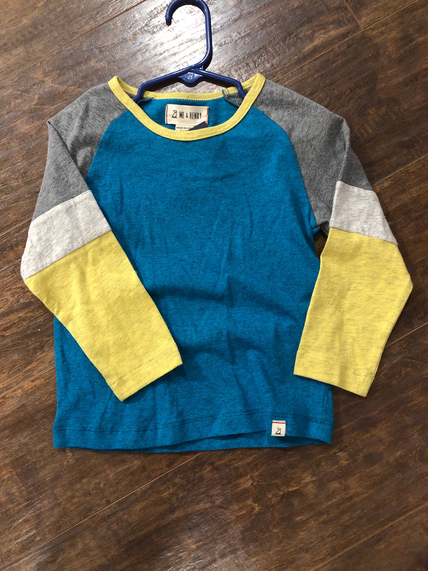 Boys Blue Top with Colorblock Raglan Sleeves by Me & Henry