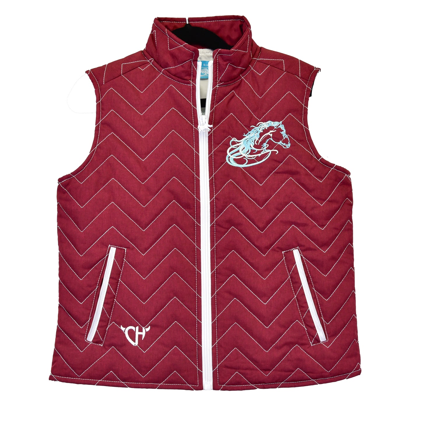 Girls Beautiful Horse Quilted Vest by Cowboy Hardware