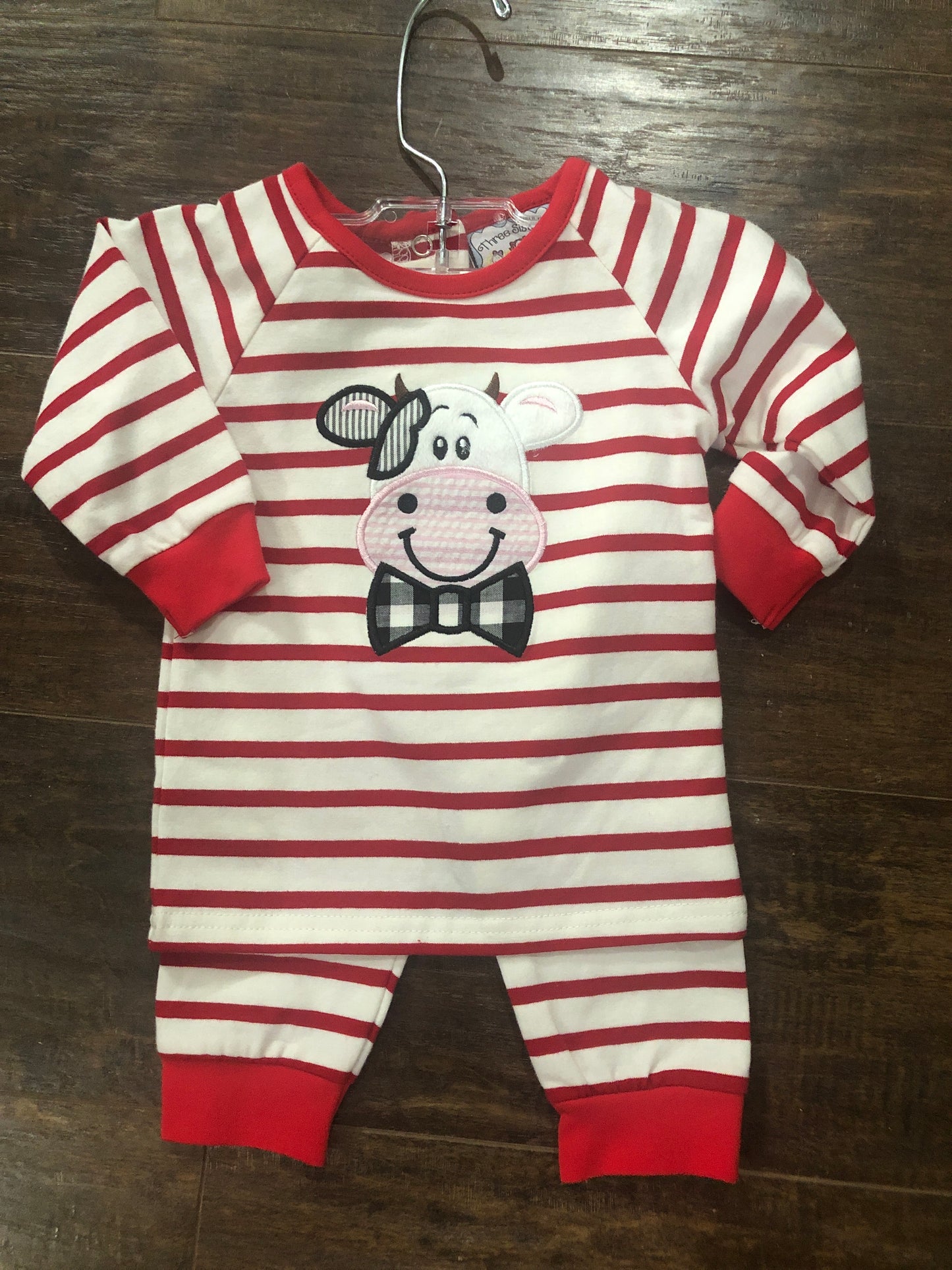 Boys 2 Pc Cow on Red and White Jogger Set by Three Sisters