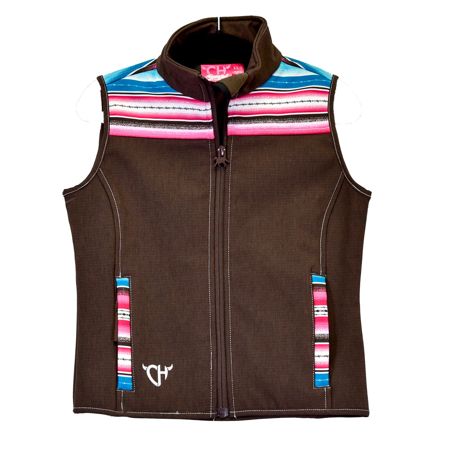 Girls Serape Yoke Accent Poly Shell Vest by Cowboy Hardware