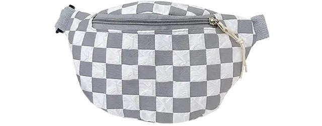 Kids Checkered Crinkle Fabric Waist Fanny Pack