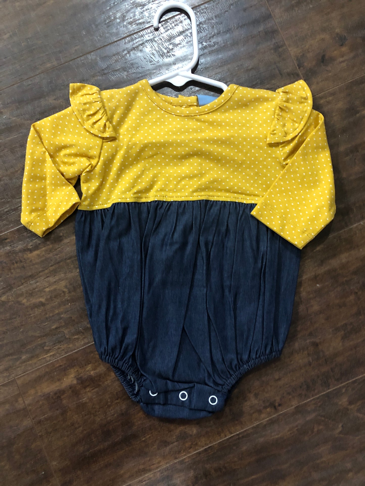 Girls Gold and Denim L/S Bubble by Three Sisters