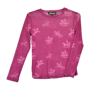 Girls Pink Desert Bronc Mesh L/S Top by Cowboy Hardware