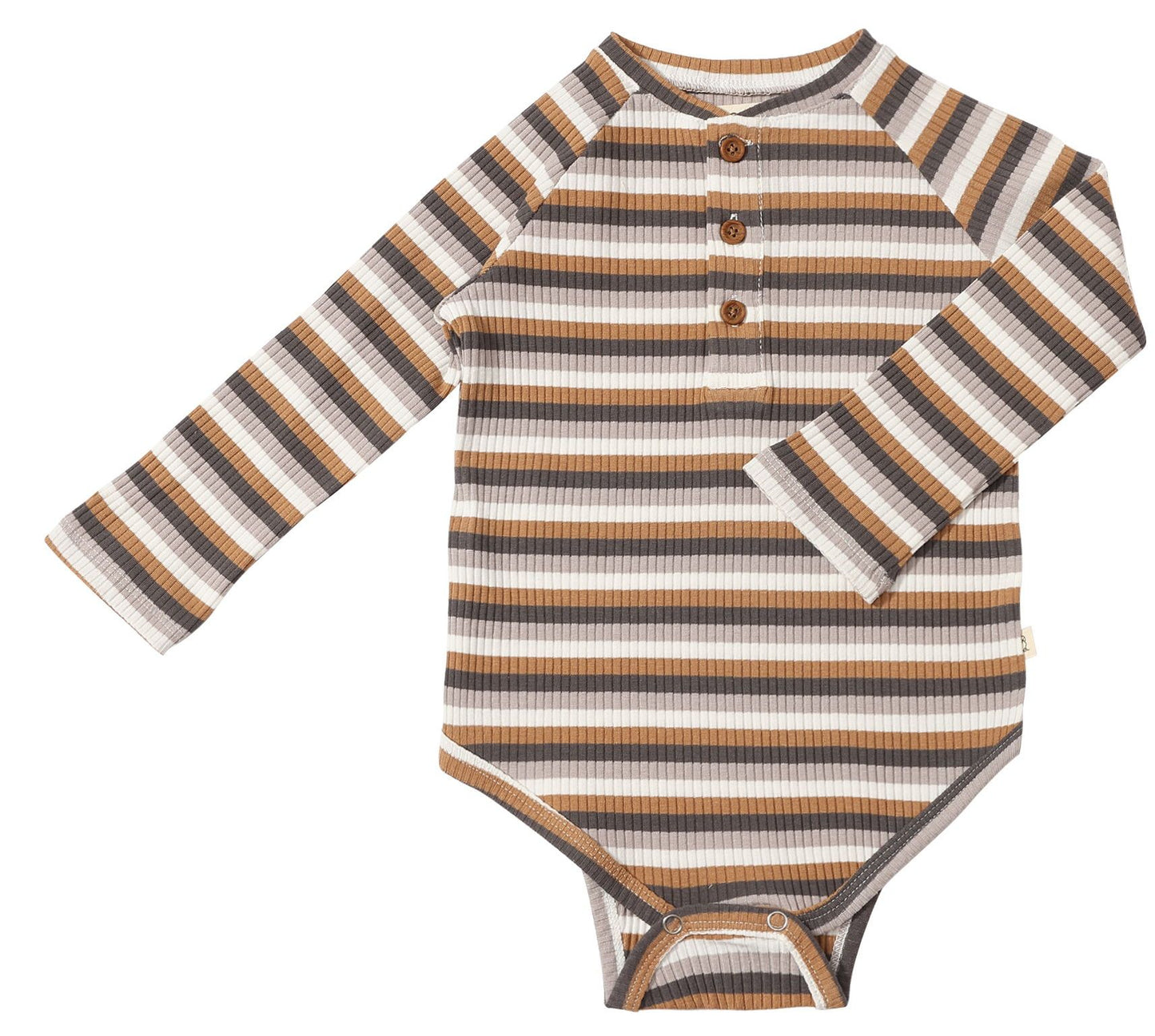 Boys Brown Multi Stripe Jackstay Henley Onesie by Me & Henry