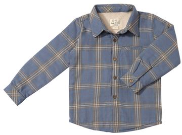 Boys Grey/China Plaid Sherpa Lined Shirt by Me & Henry