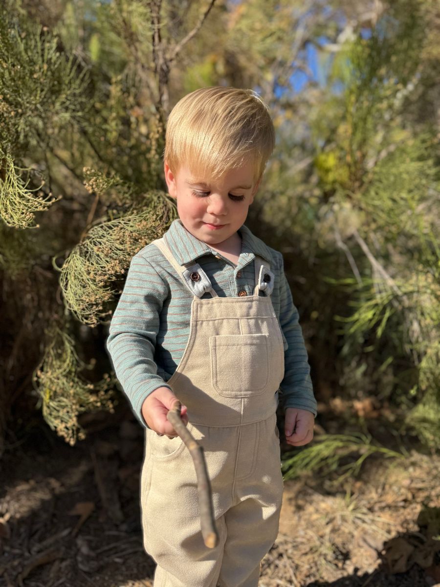 Boys China/Beige Stripe Seymour Polo Onesie by Me & Henry