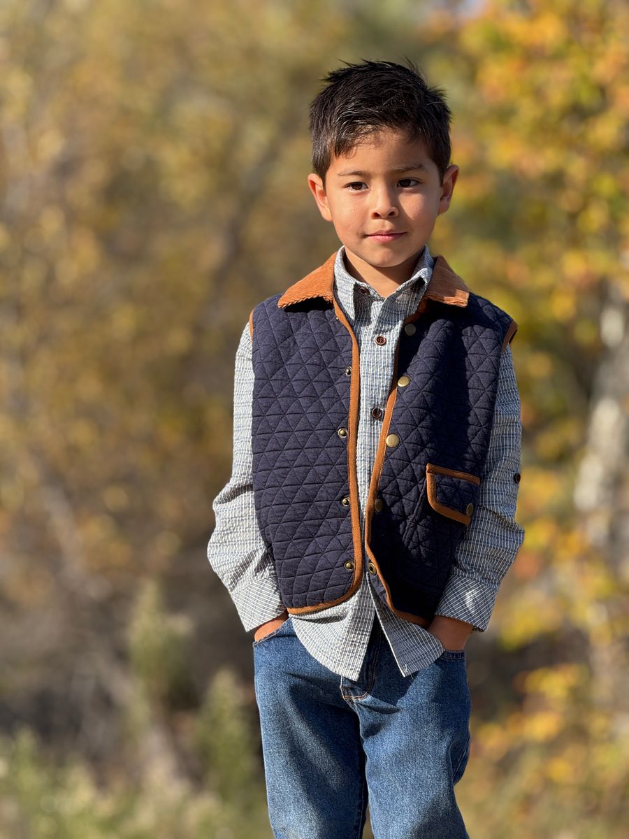 Boys Navy Fisher Padded Vest by Me & Henry