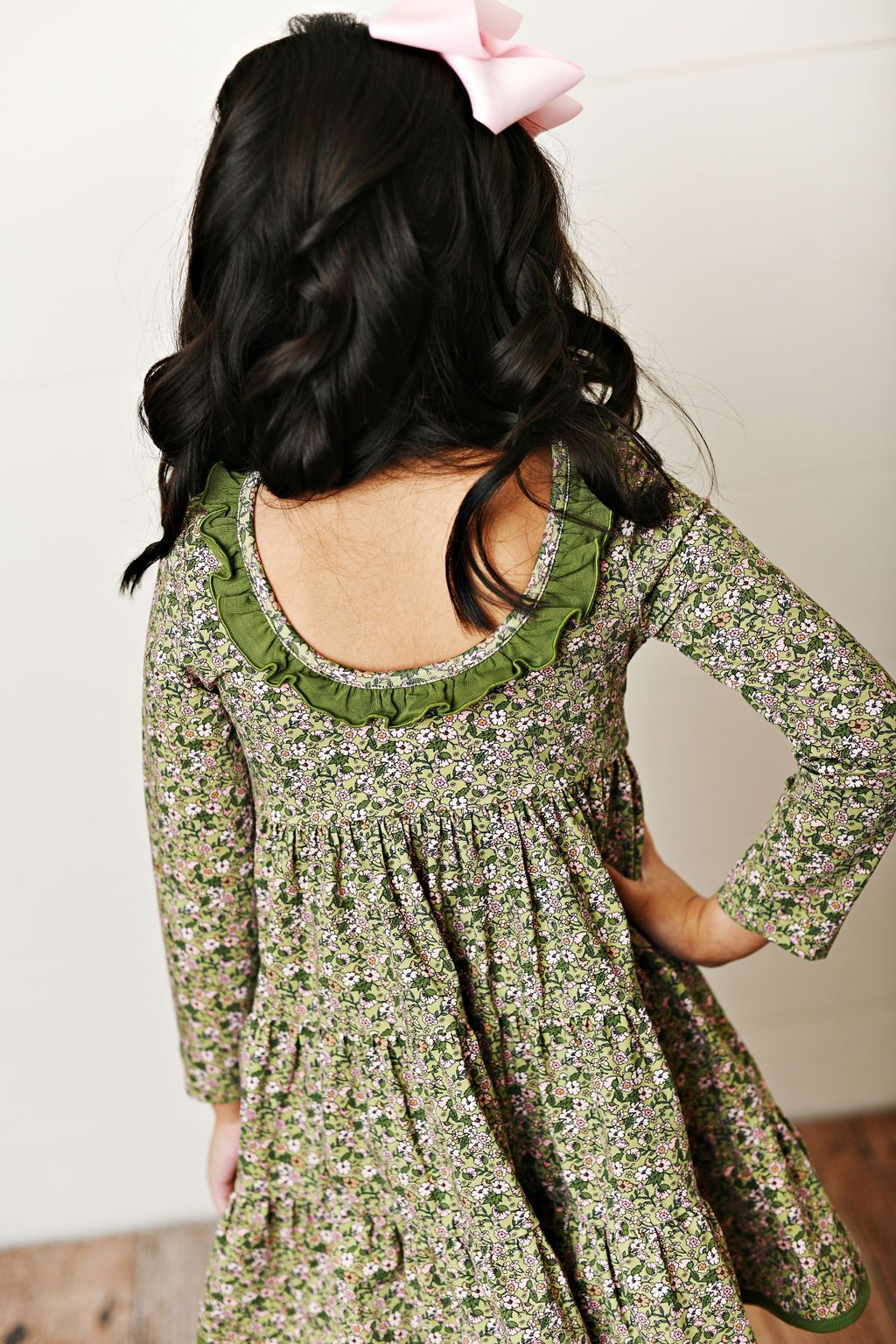 Girls Green Floral L/S Dress by Swoon Baby