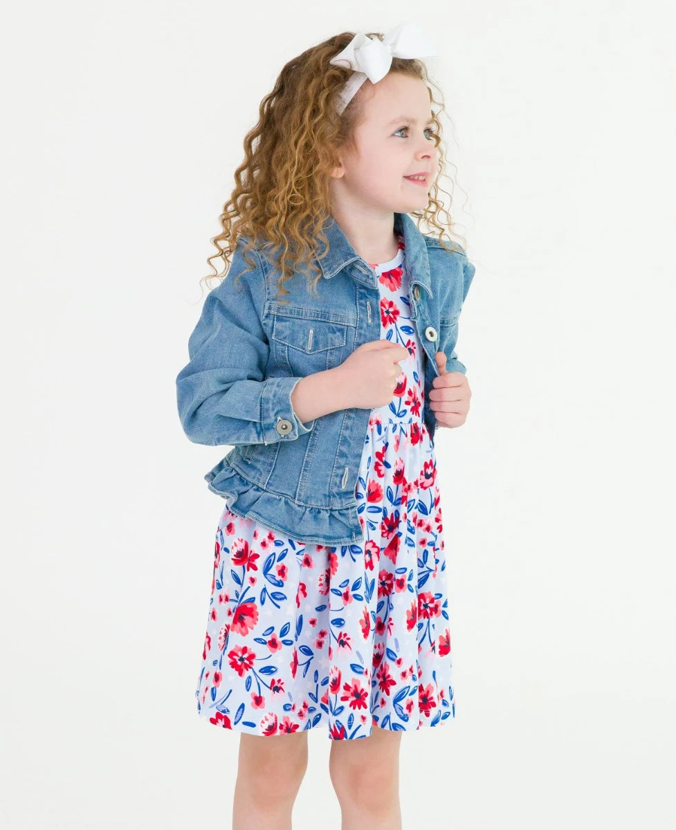 Girls Light Wash Denim Jacket by RuffleButts