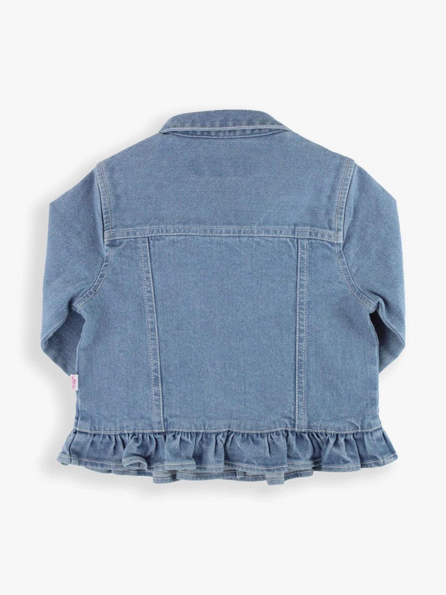 Girls Light Wash Denim Jacket by RuffleButts