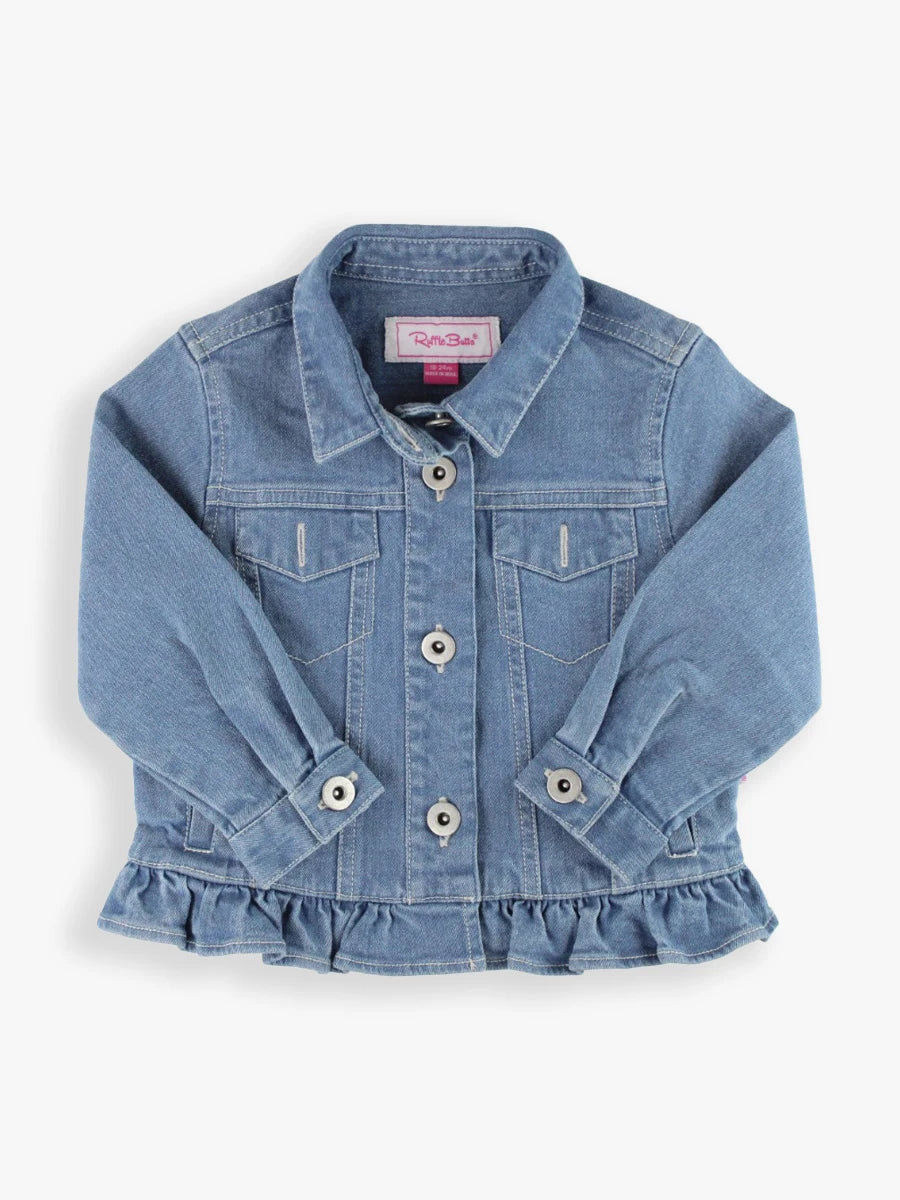Girls Light Wash Denim Jacket by RuffleButts