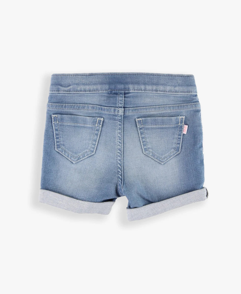 Girls Light Wash Stretch Denim Shorts by RuffleButts