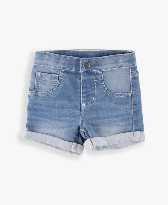 Girls Light Wash Stretch Denim Shorts by RuffleButts