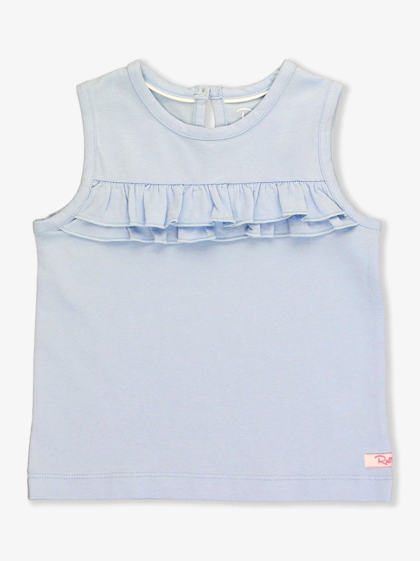 Girls Windsurfer Blue Knit Ruffle Trim Tank by RuffleButts