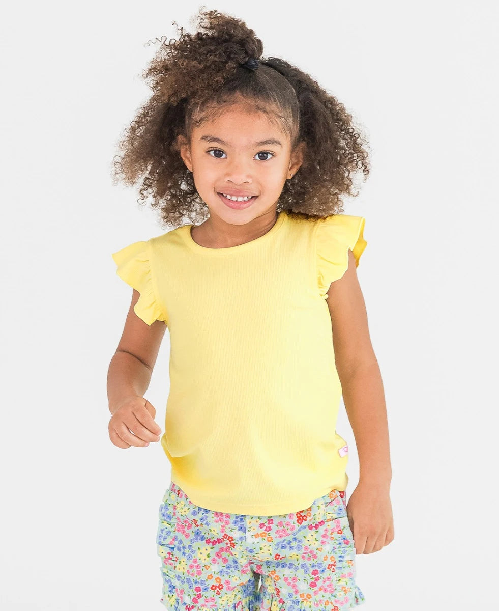 Girls Banana Rib Knit Flutter Sleeve Top by RuffleButts
