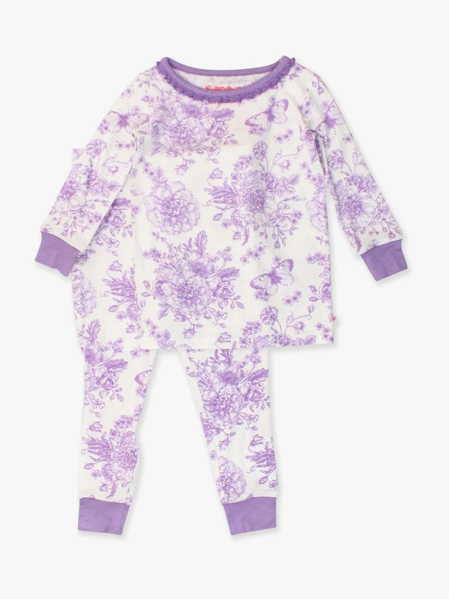 Girls Wisteria Butterfly Garden L/S Pajama Set by RuffleButts