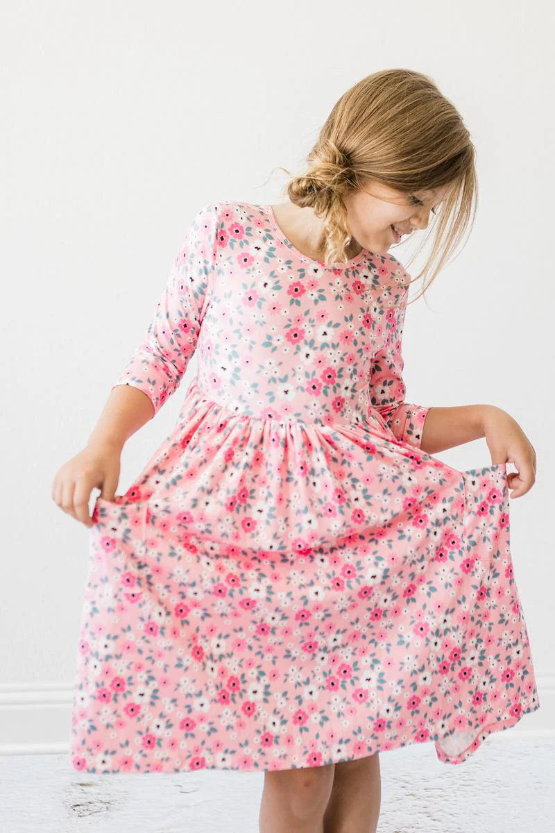 Girls Azalea 3/4 Sleeve Pocket Twirl Dress by Mila & Rose