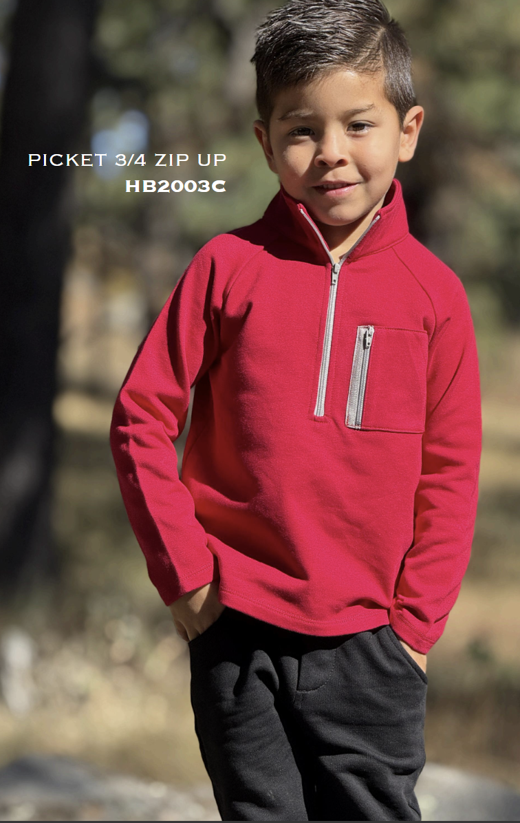 Boys Crimson Picket 3/4 Zip Up by Me & Henry
