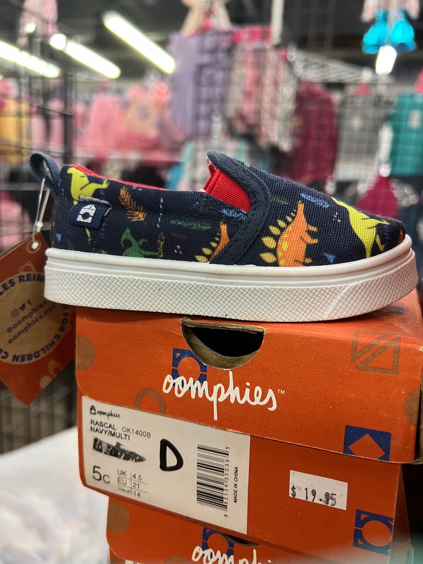 Boys Rascal Navy/Multi Shoe by Oomphies