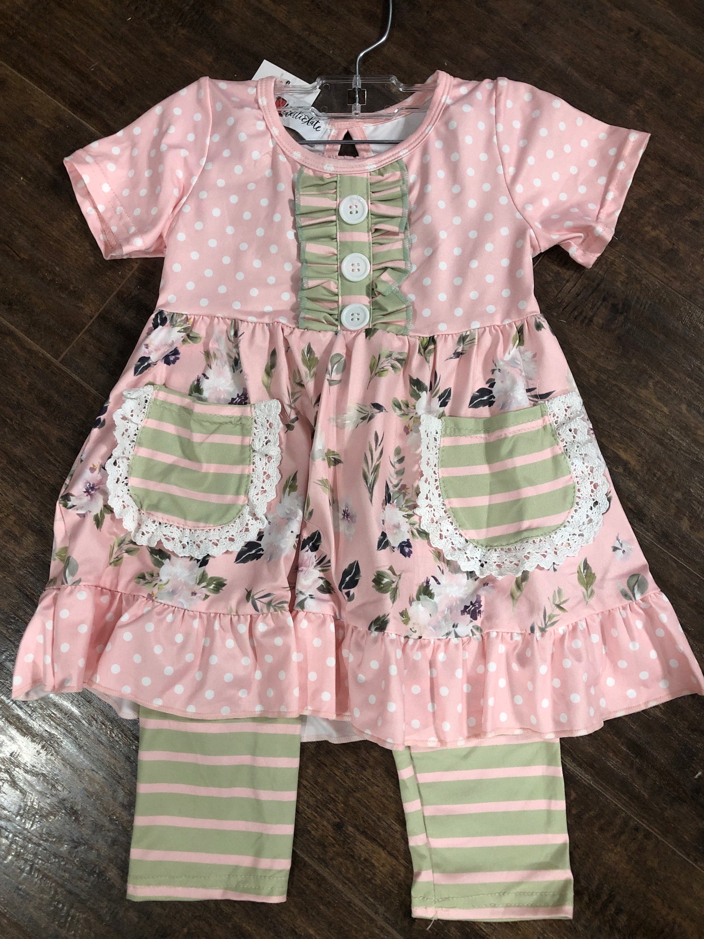 Girls Pink 2 Piece Dress w/Leggings by Wellie Kate