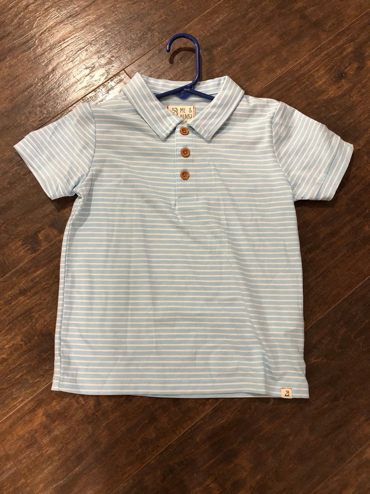 Boys Blue/White Stripe Polo Jersey Onesie or Shirt by Me & Henry