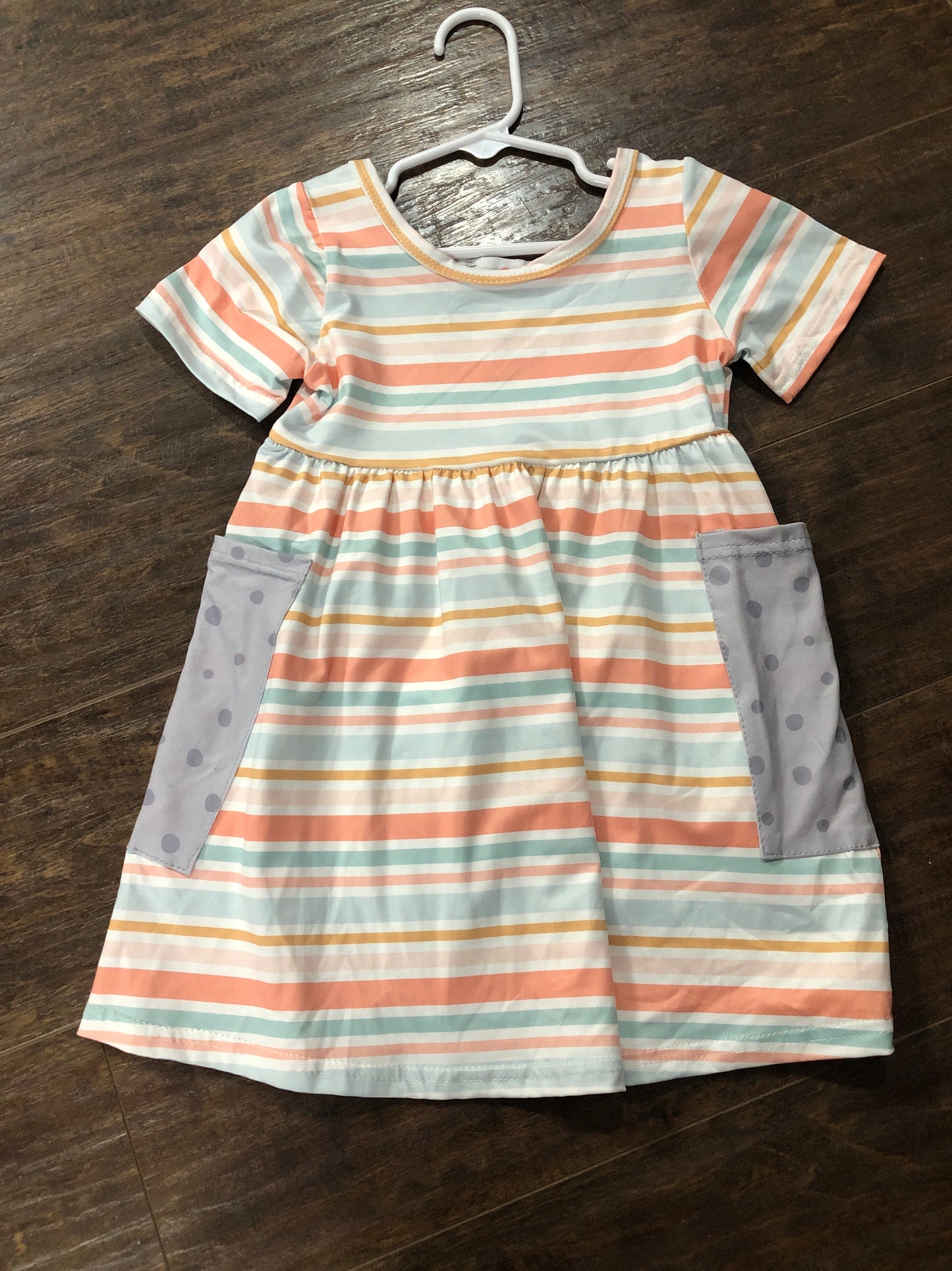 Girls Stripe Dress with Oversize Pockets by TwoCan