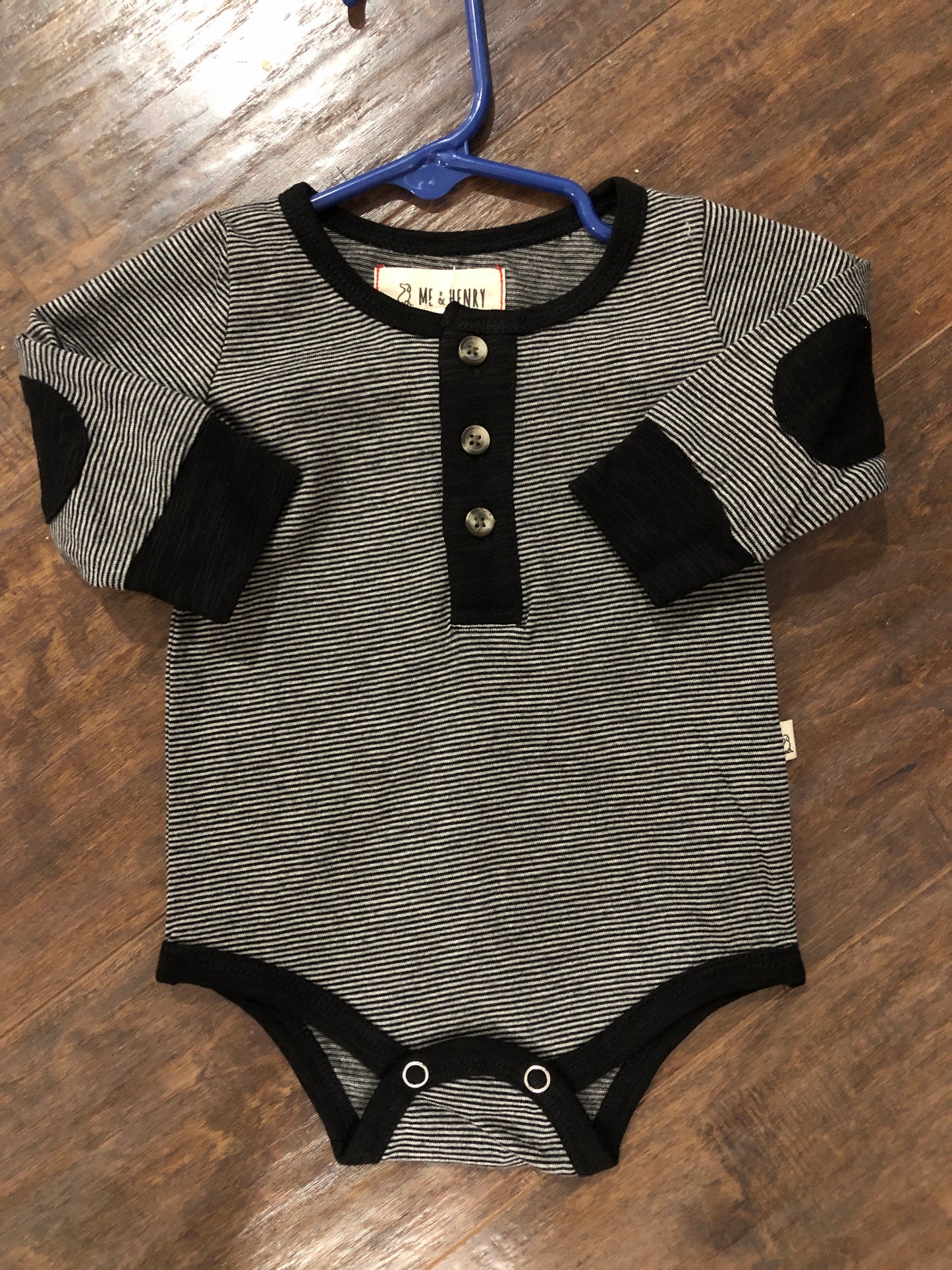 Boys Black/White Micro Stripe Onesie or Shirt by Me & Henry