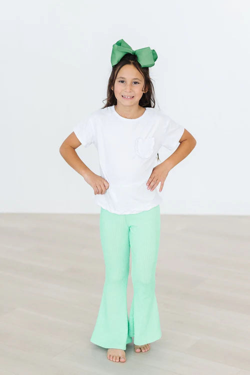 Girls Seafoam Green Scrunchy Bells by Mila & Rose