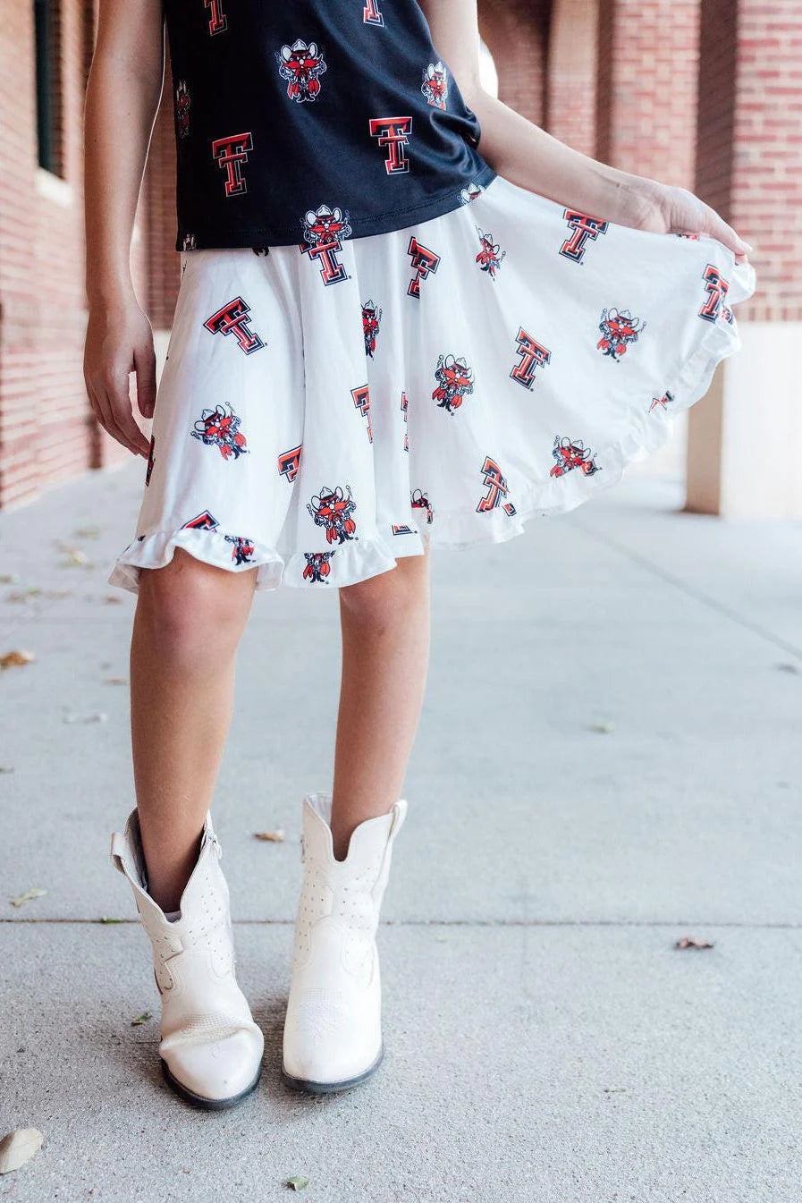 Girls Texas Tech White Raider Red Twirl Skort by Mila and Rose