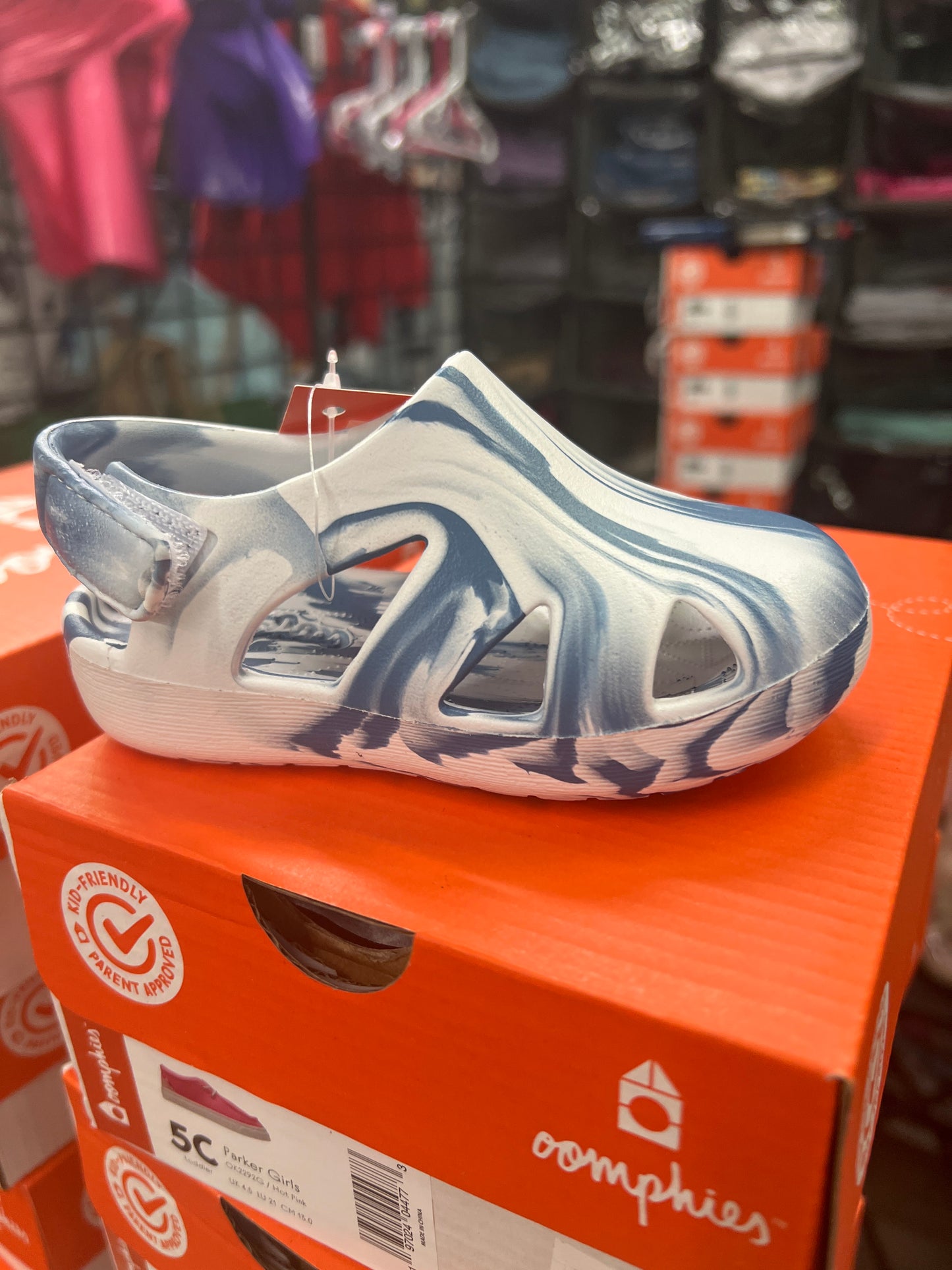 Boys Blue Tie Dye River Shoe by Oomphies