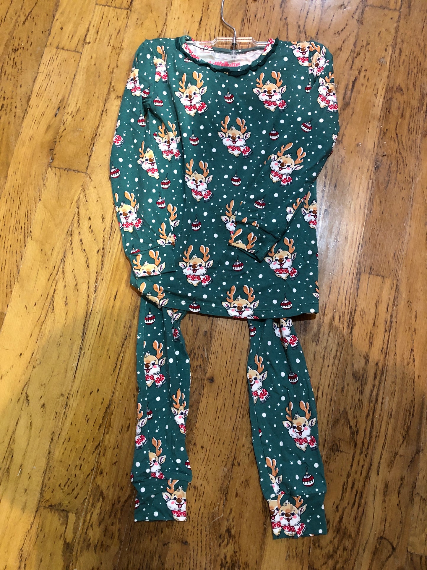 Girls Reindeer Cheer L/S Pajama Set by RuffleButts