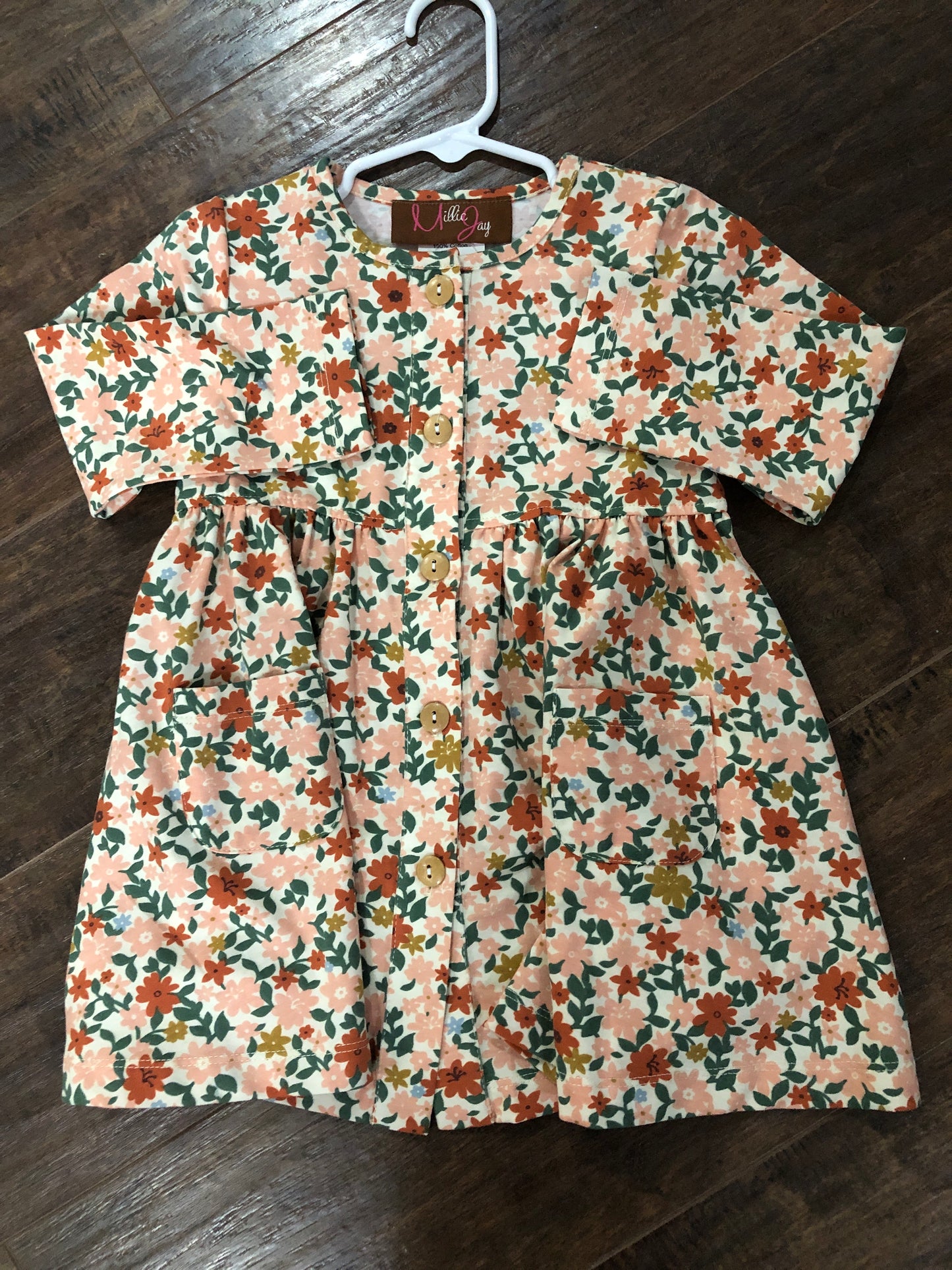Girls Fall Floral Cream L/S Dress by Millie Jay