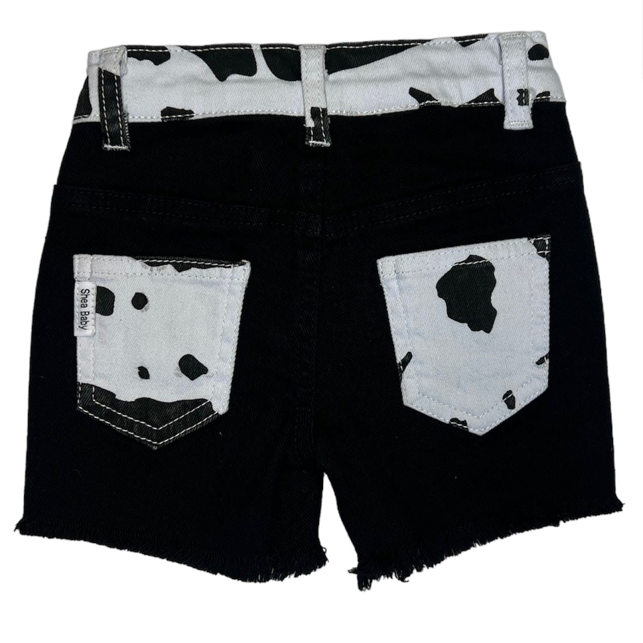 Girls Black Cowprint Shorts by Shea Baby