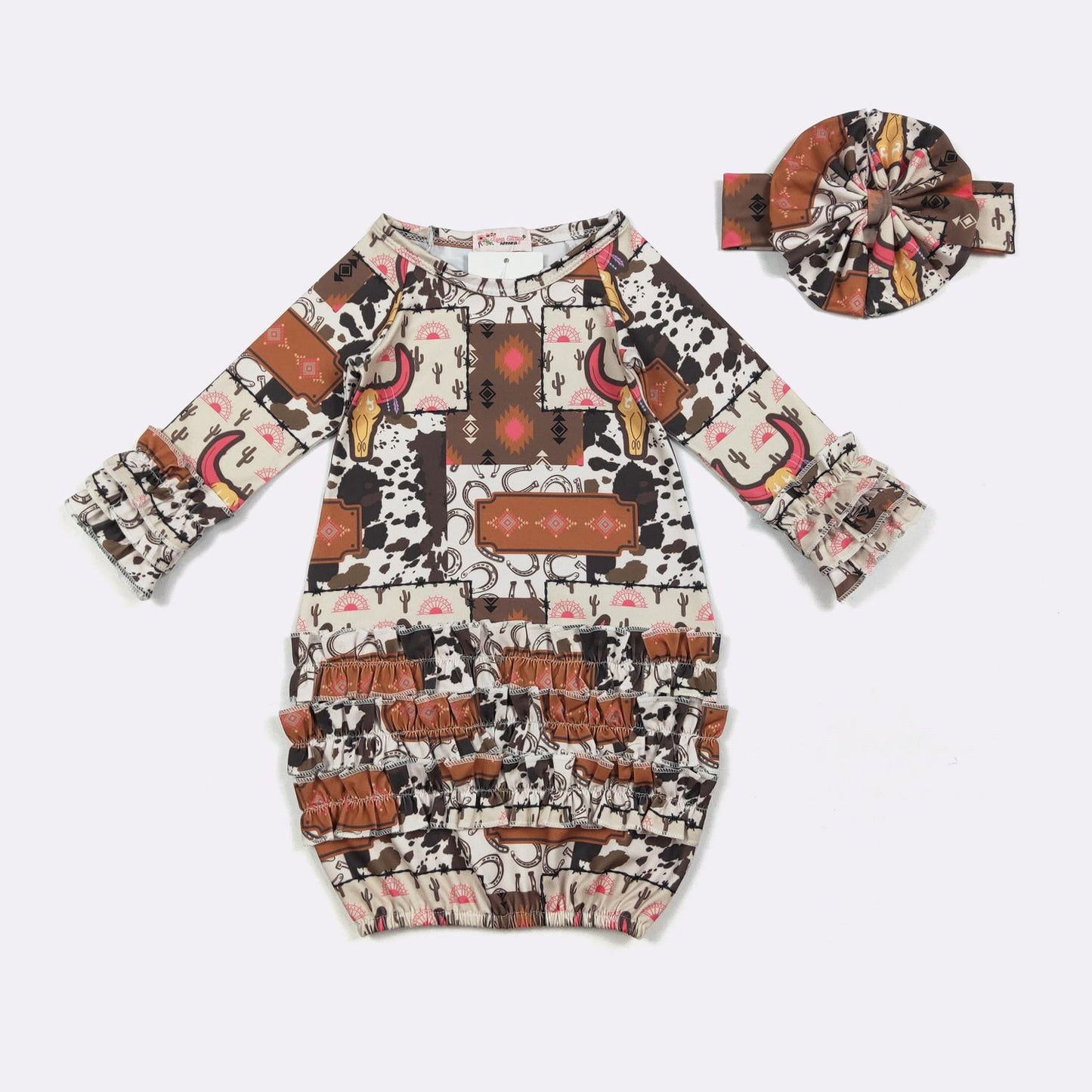 Baby Girls Clover Cottage Electric Longhorn Gown