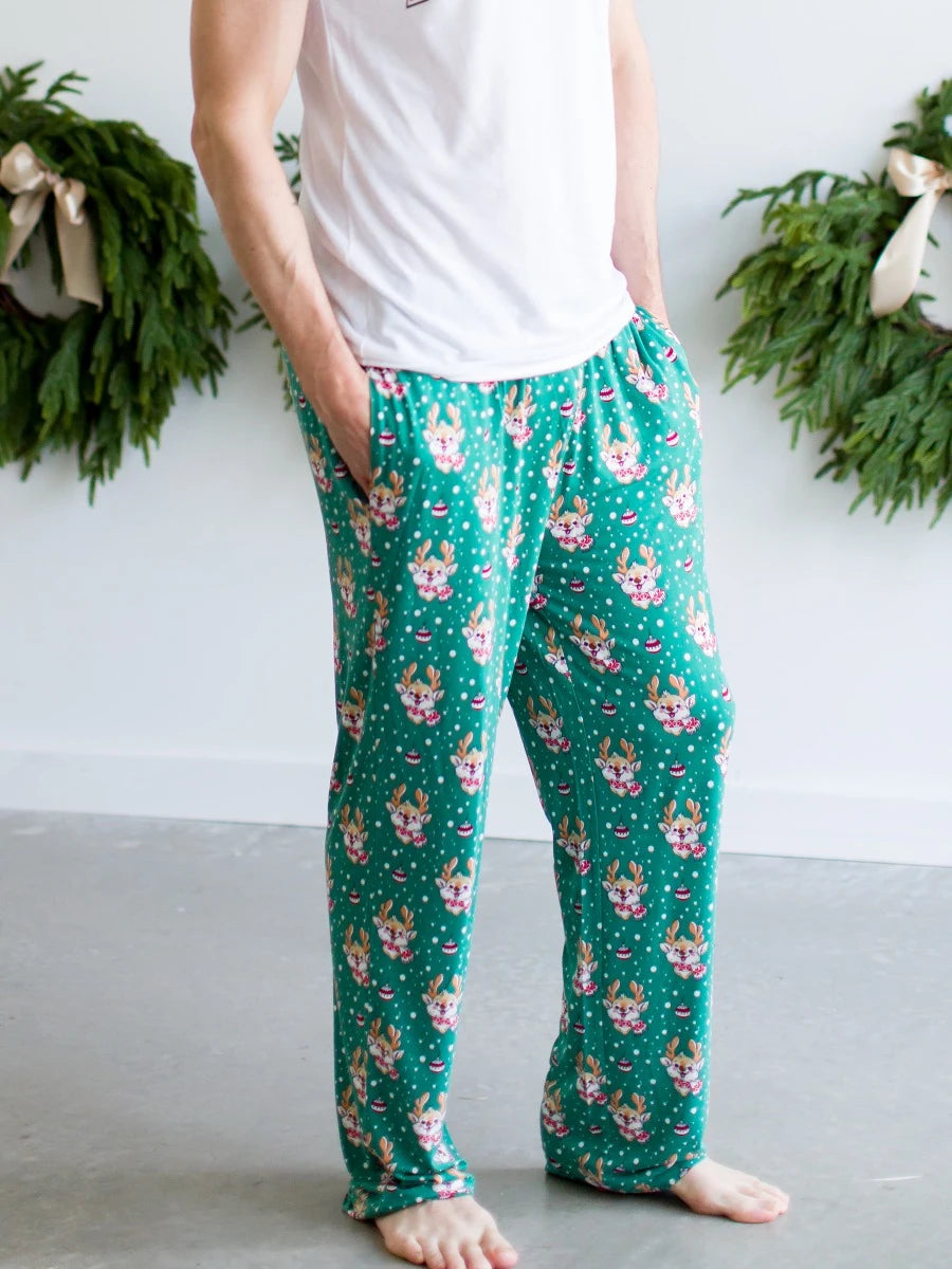 Adult Christmas Pajama Pants by Ruffle Butts - Reindeer Cheer