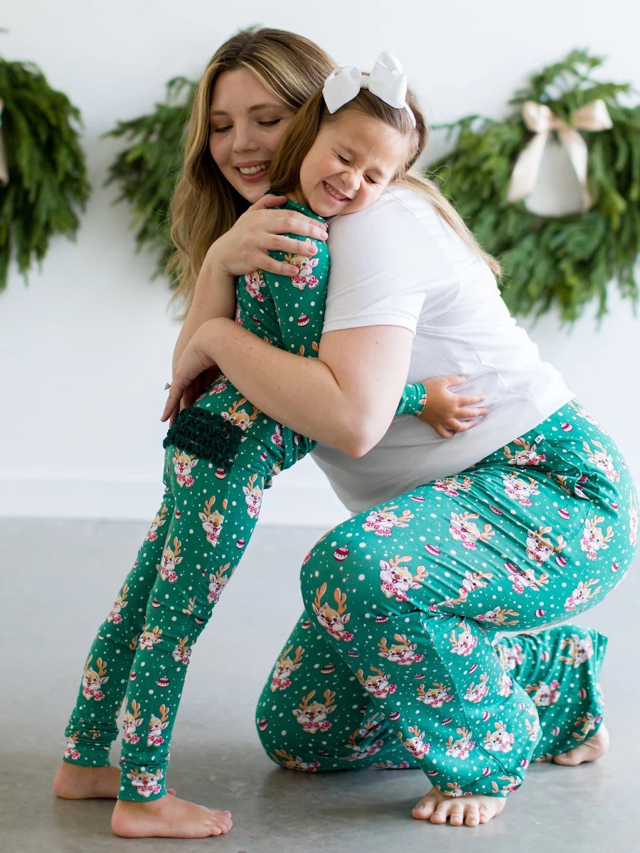 Adult Christmas Pajama Pants by Ruffle Butts - Reindeer Cheer