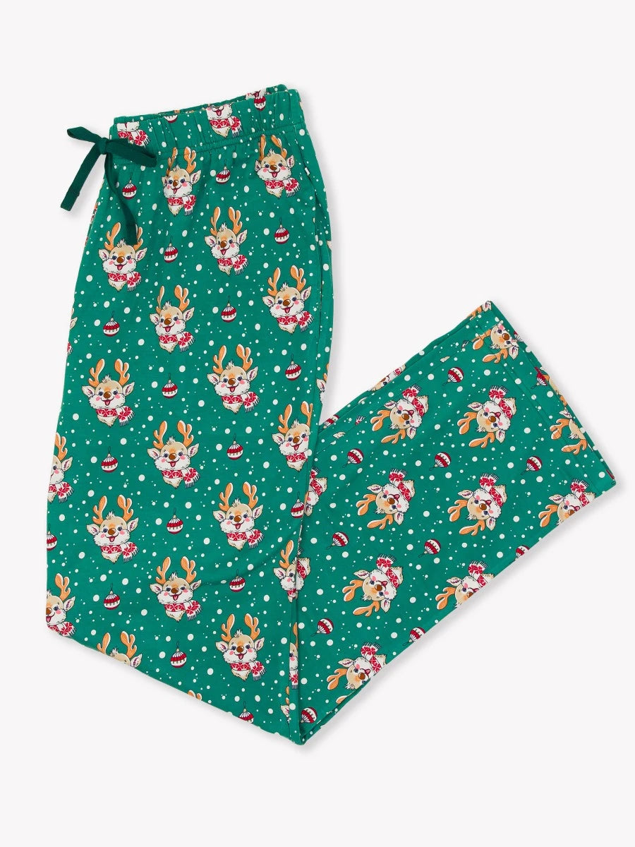 Adult Christmas Pajama Pants by Ruffle Butts - Reindeer Cheer