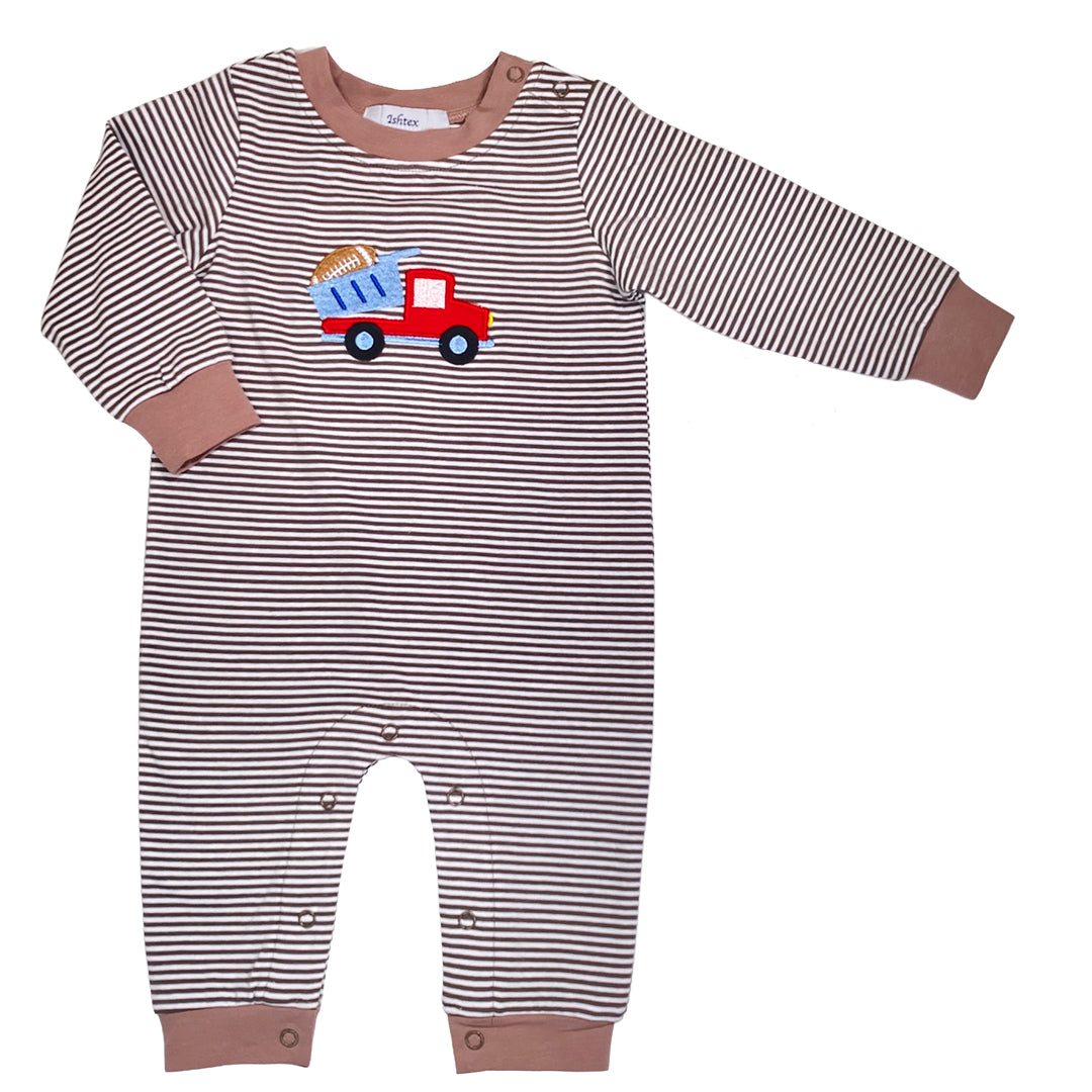 Boys Dump Truck Applique Romper by Ishtex