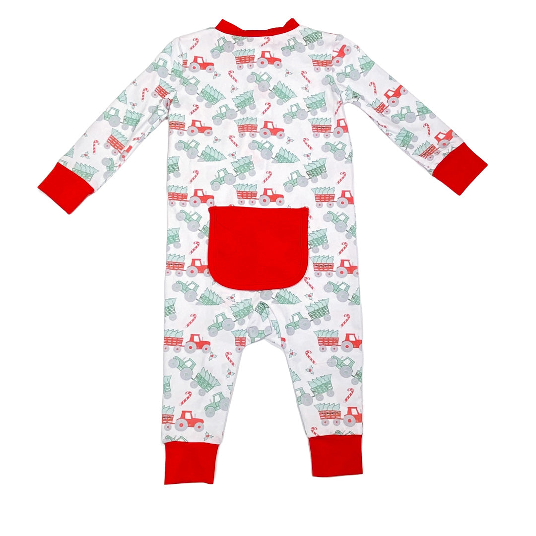 Boys Santa's Tractor Unisex Playsuit by Ishtex