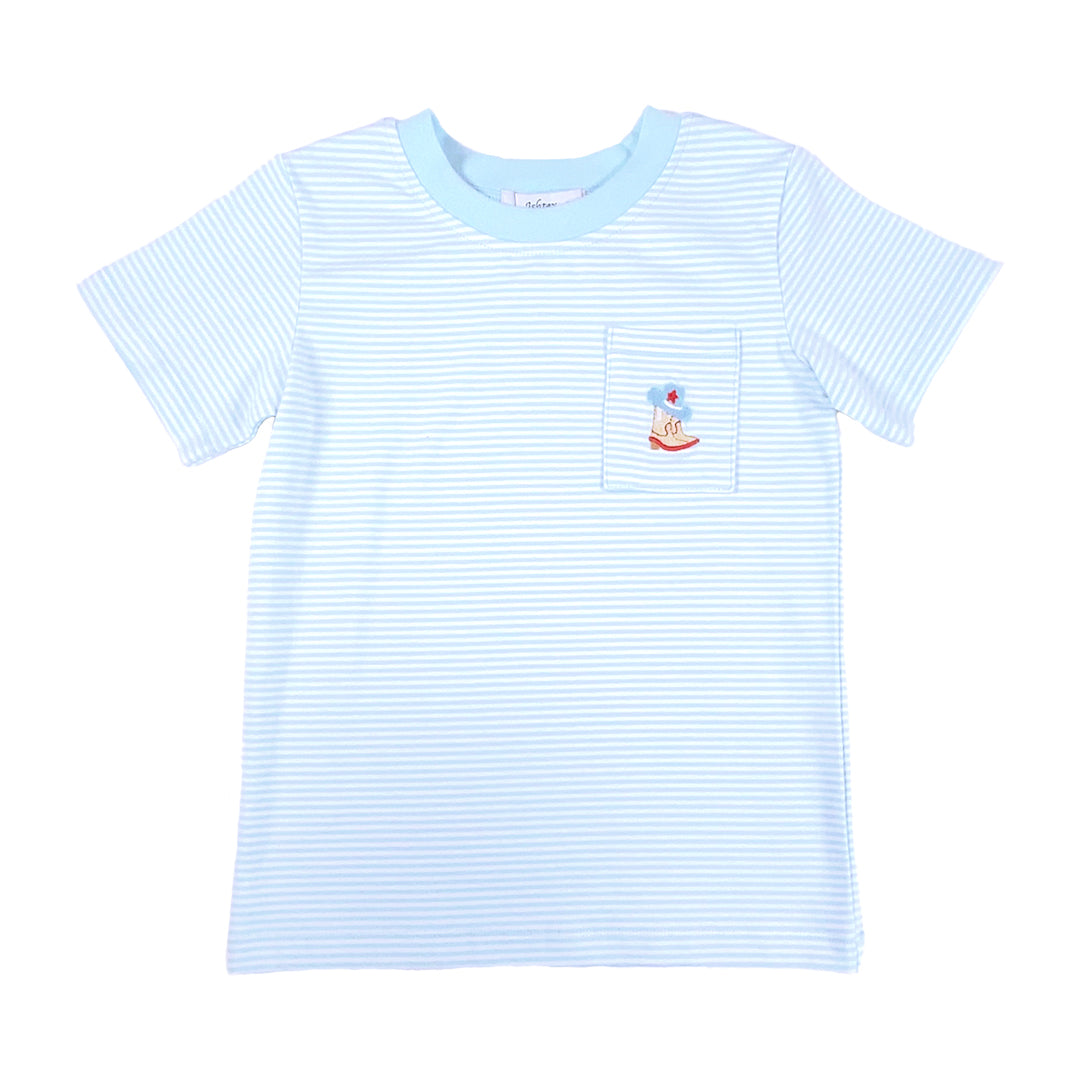 Boys Blue/White Stripe Cowboy T-Shirt by Ishtex