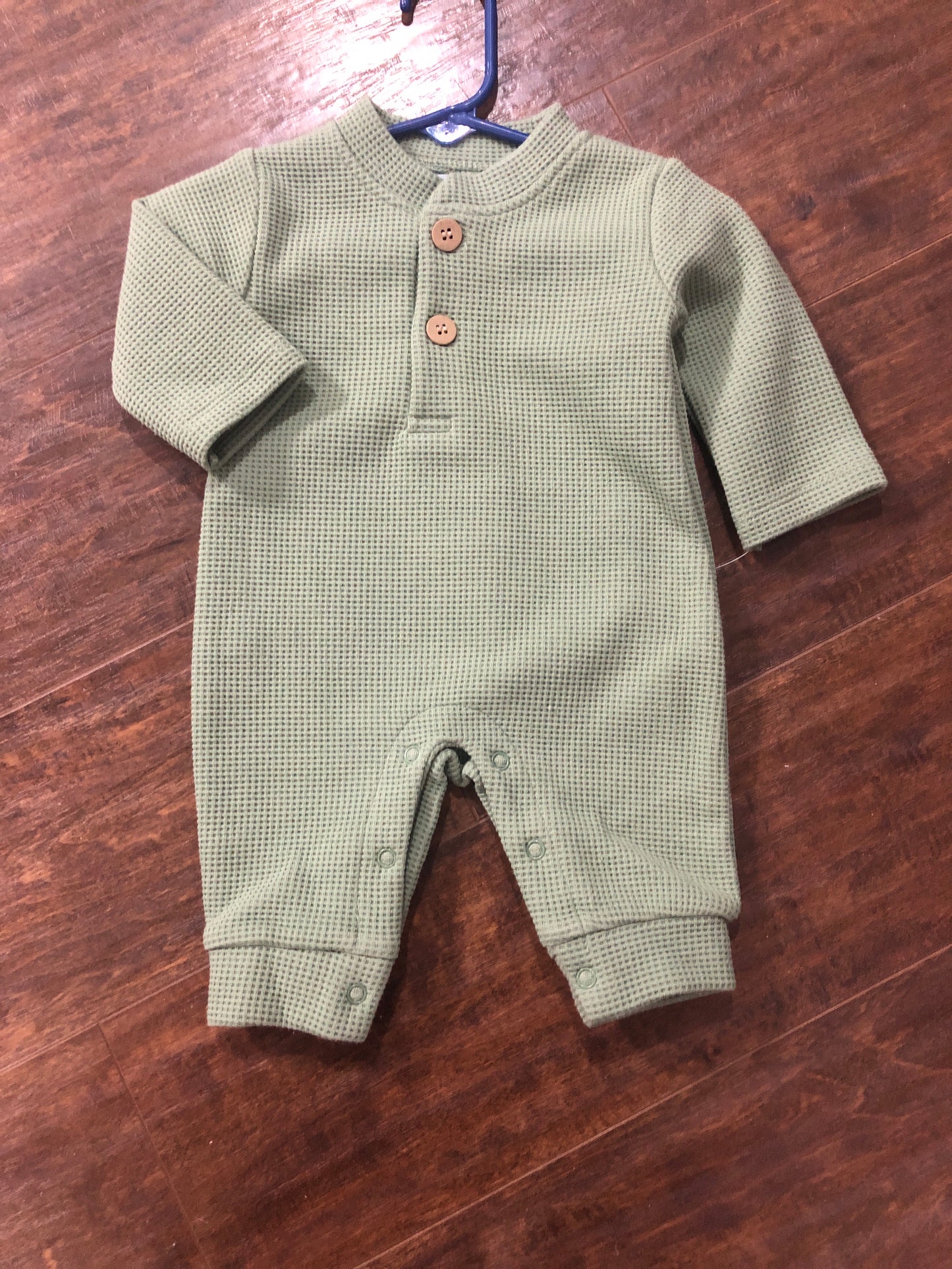 Boys Green Waffle Knit Romper by Three Sisters
