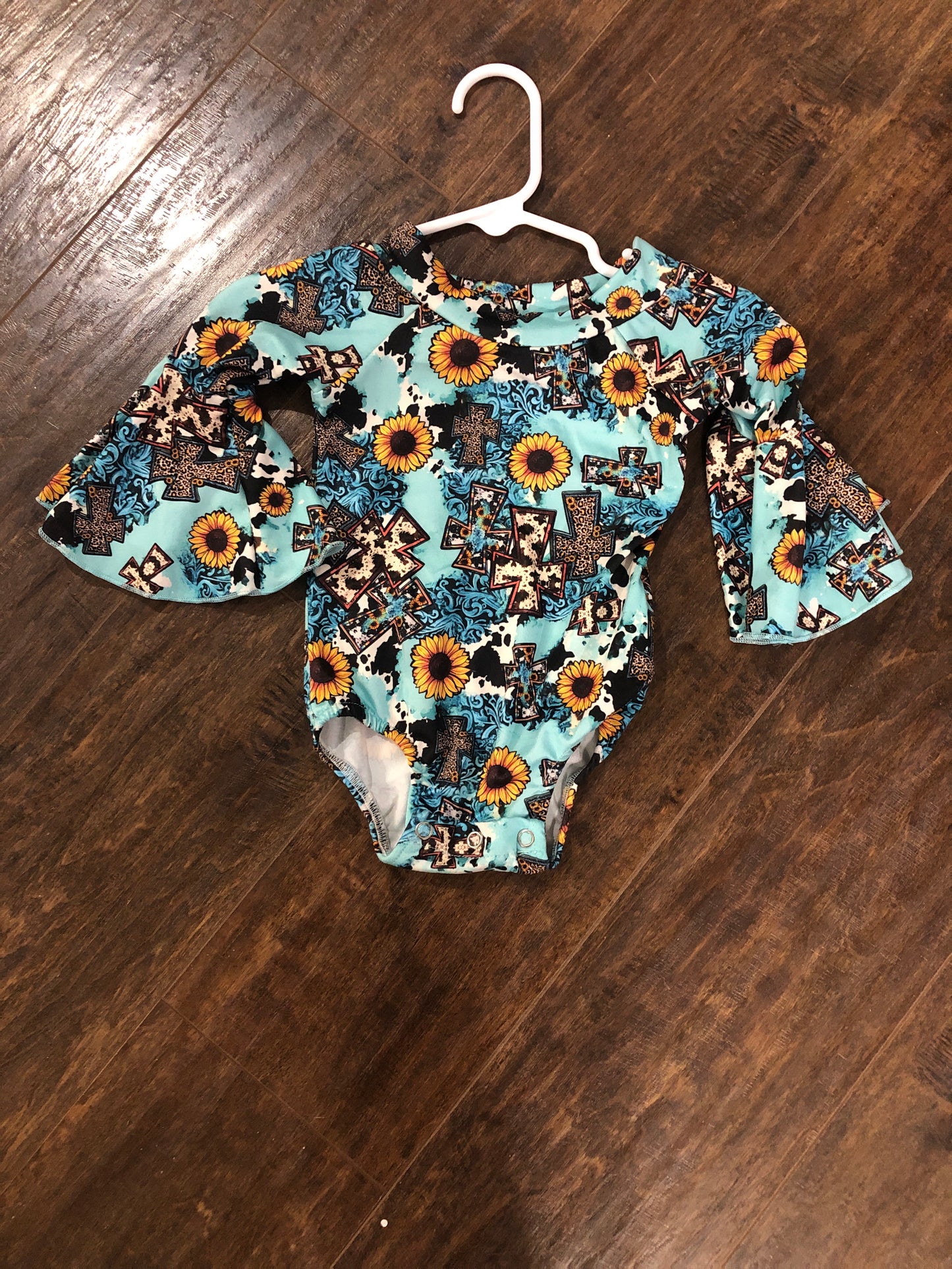 Girls Sunflower and Cross Onesie