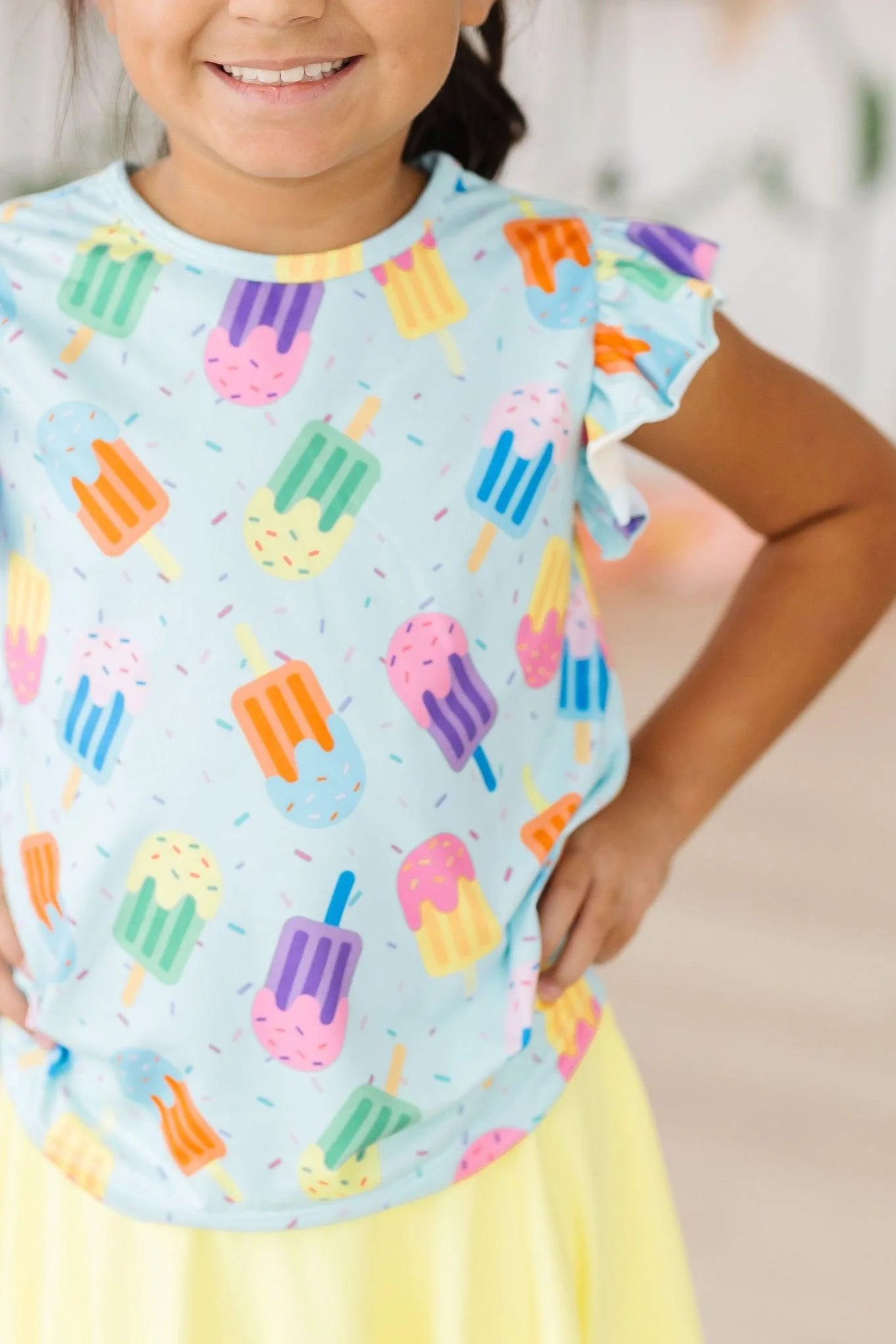 Girls Sweet Treat Short Sleeve Ruffle Tee by Mila & Rose